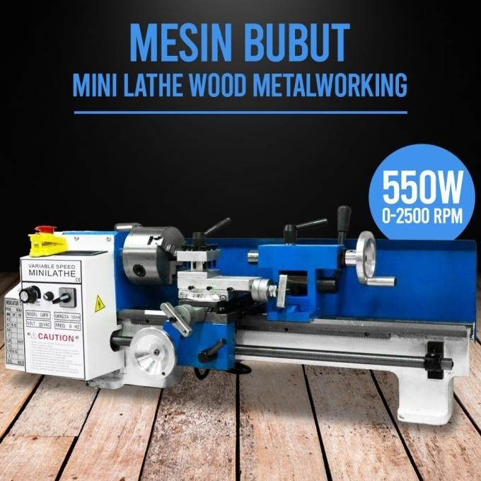 Mesin Bubut Mini Lathe Metalworking Diy 550W Cj0618 Mx-0618 Elmazhgang