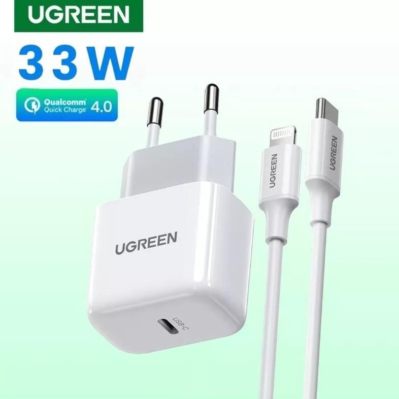 (PROMO) Ugreen 33W Mini Gan USB C Charger PD Fast Charging Mfi Cable iPhone