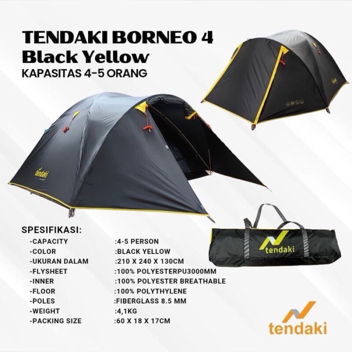 {DianShop} Tenda Mis borneo 4 x Great outdoor java 4 pro limited edition 25tahun - Borneo 4 black Di