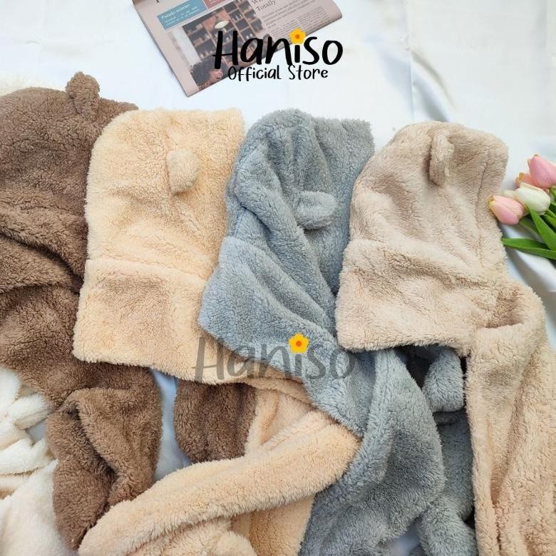 Sale Set Topi Syal Telinga Beruang Topi Beanies Scarf Jennie Topi Hoodie Syal Leher Grosir
