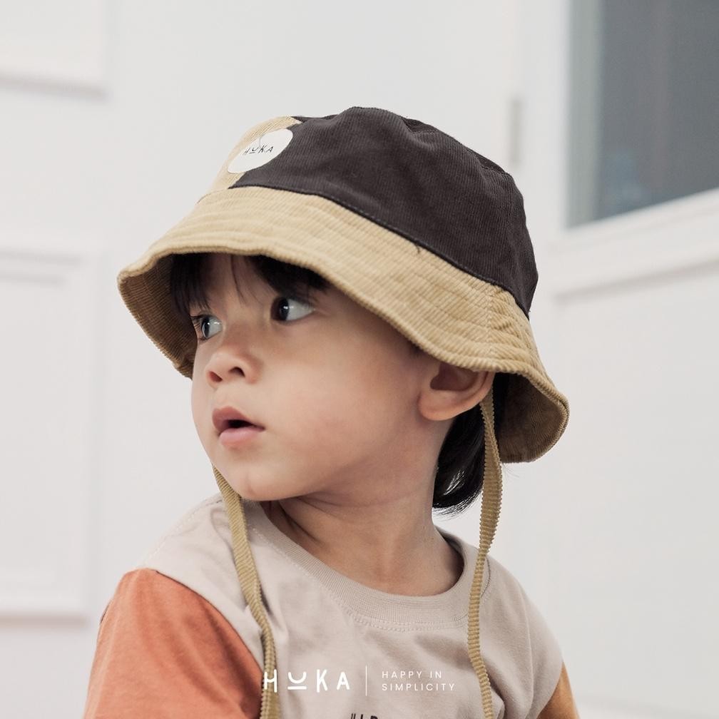 Original Hiphiphuka - Topi Anak Cowok Cewek Polos Kombinasi Bucket Hat Anak Bayi Laki-Laki Perempuan