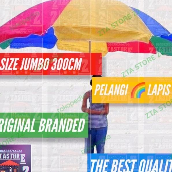 Payung Pantai Jumbo 300Cm Pelangi Payung Tenda-Bazar-Cafe-Pkl