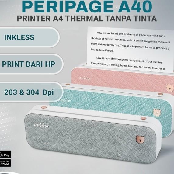 Peripage A40 Printer Thermal Tanpa Tinta Hvs A4 Pdf A9 A9S Max A6 Pro