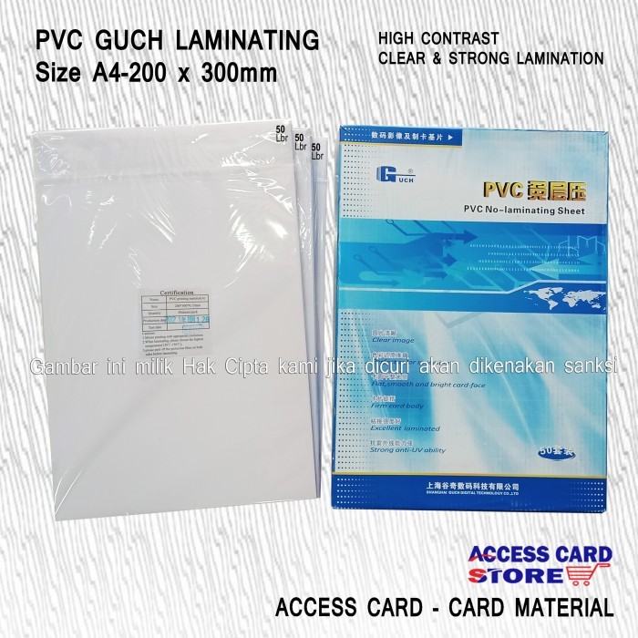 

KERTAS PVC BAHAN ID CARD INSTANT GUCH A4 - PRINT LASER / NON LASER