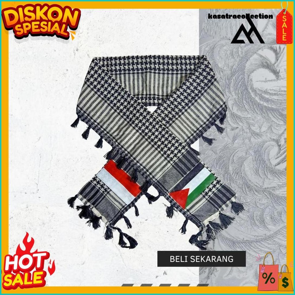 Syal Rajut Palestina / Syal Palestine / Syal Palestina Motif Bendera Indonesia Palestina Syal Palest