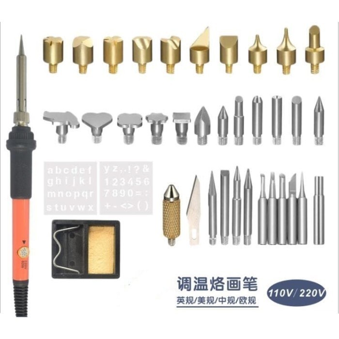 

Azalia Ready Stock Solder Alat Lukis Bakar Wood Burning Pen Pyrography 37 Set