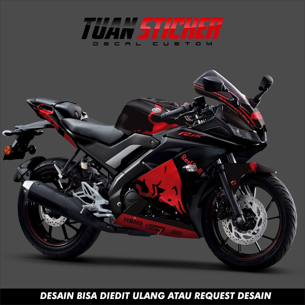 Sticker Striping Decal Yamaha R15 V3, Sticker Decal R15 V3, Sticker R15 , striping R15 V3 RedBull
