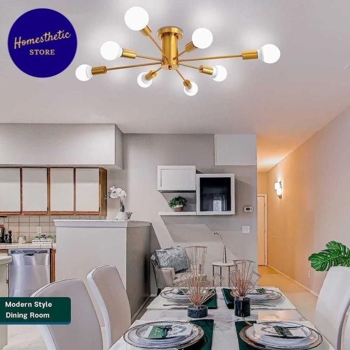 Fitting Lampu Gantung Hias Plafon LED Minimalis Retro Vintage Cabang 8 Ceiling Lights Modern Untuk C