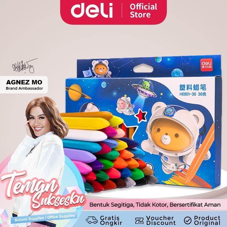 

TERMURAH Deli Plastic Crayon / Krayon Plastik 12/24/36 Tidak mengotori tangan ergonomis tidak beracun HE901 hj-54