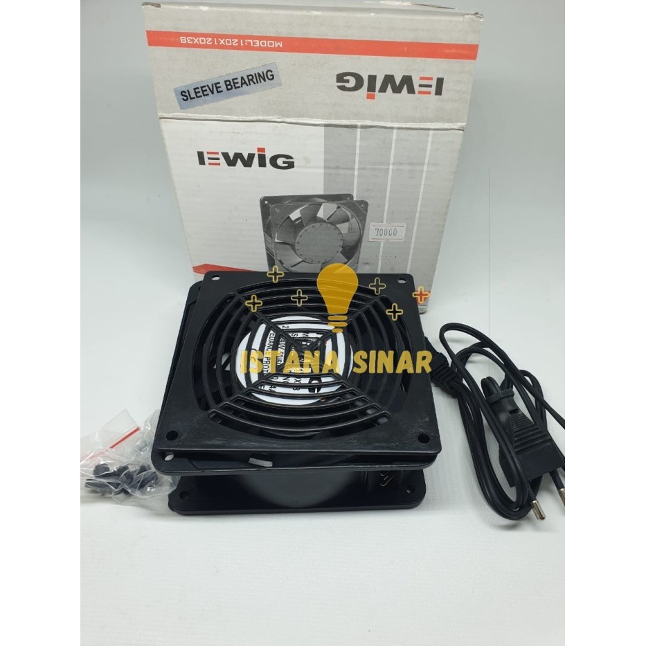 Fan /Kipas / Blower Ewig 4 Inch + Cover Depan Belakang + Kabel Colokan