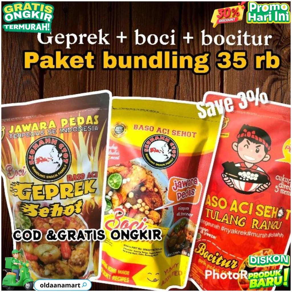 

Paket Bundling 35Ribu Isi Boci,Geprek, Bocitur D Promo Puncak