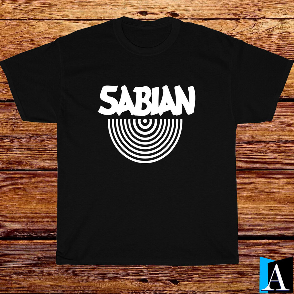 Kaos baru Sabian Simbal musik drum Logo Hitam Putih Abu-abu Biru Tua Kaos S3Xl