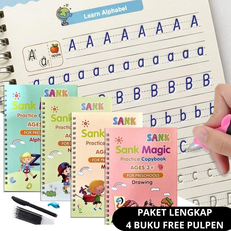 

SANK Magic Practice Book Buku Ajaib Belajar Menulis Anak Buku Latihan Belajar Anak 1 Set Isi 4 Buku