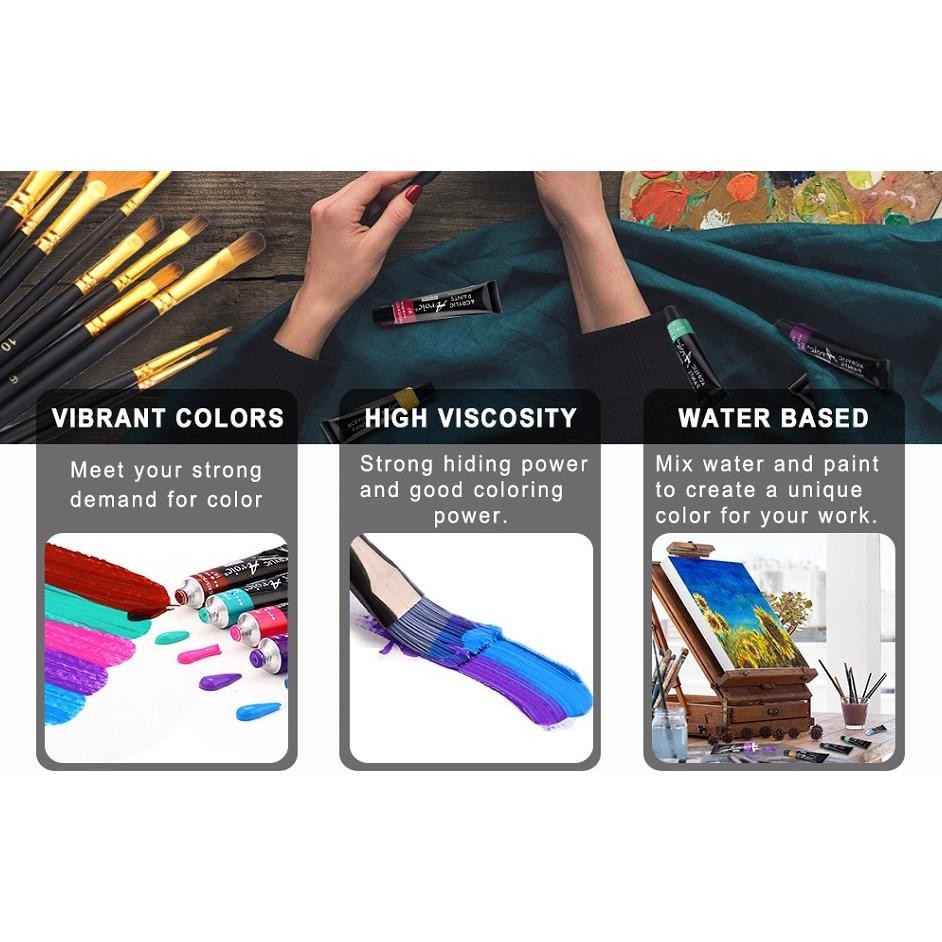 

To94 Cat Akrilik Acrylic Painting Set 24 Warna 10 ML/ Painting Kit Alat Cat Lukisan Kanvas Lukis Canvas Murah