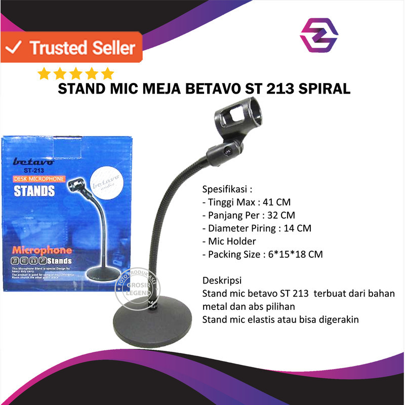 Stand Mic Meja Spiral Betavo ST 213 Tiang Mic Pendek Mic Holder
