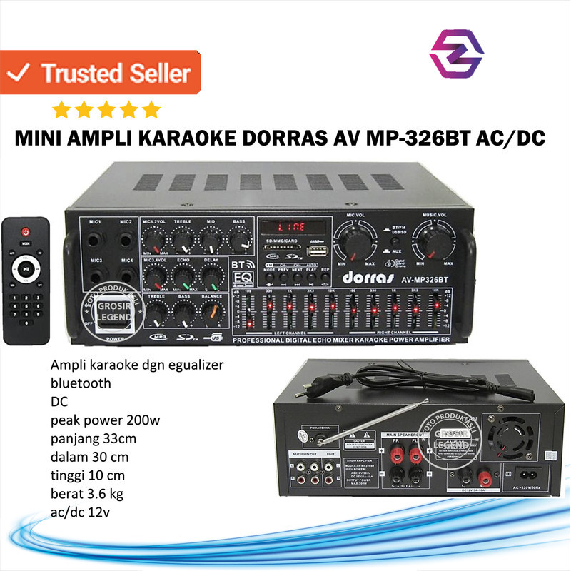 Amplifier Dorras 1200 W AV - MP326BT AV MP326 BT AC DC 12 V Original