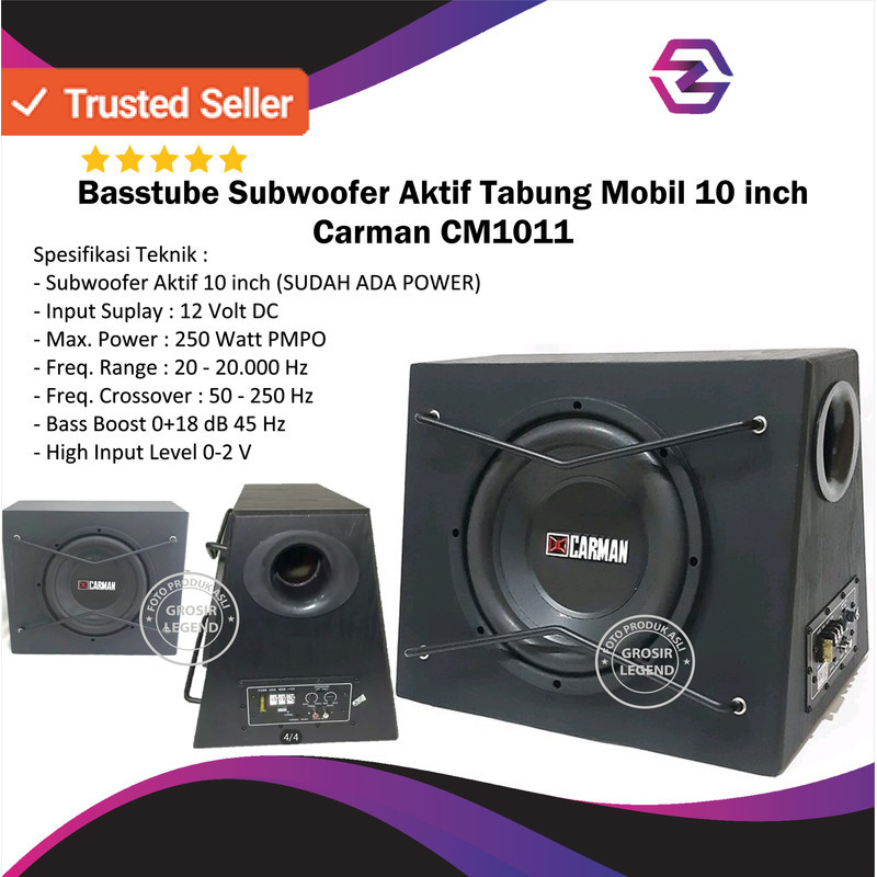 Basstube subwoofer aktif tabung mobil 10 inch Carman CM1011