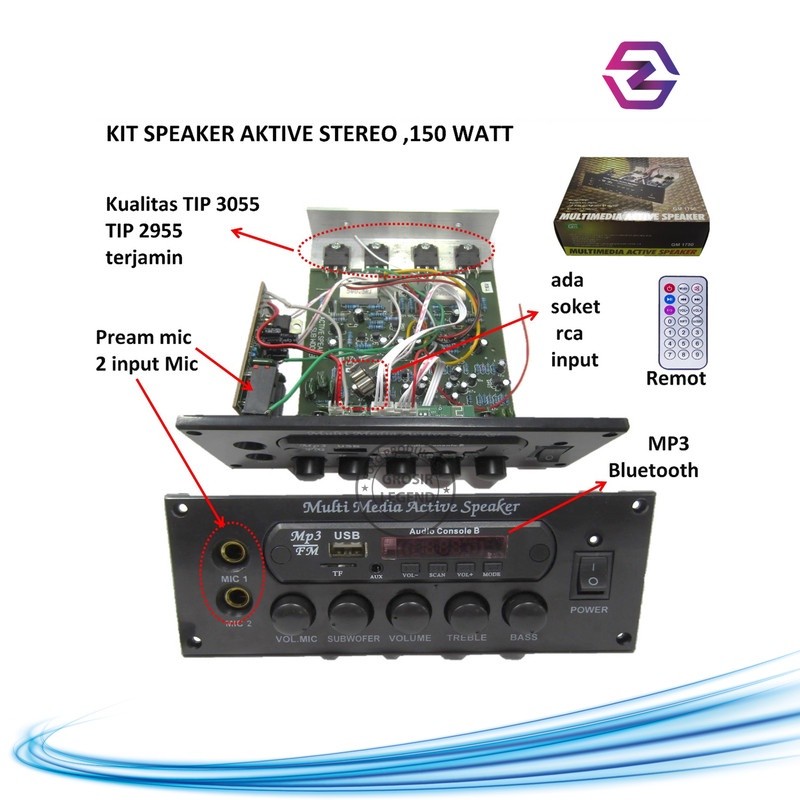 Kit speaker aktive stereo 150W GM 1750 bluetooth