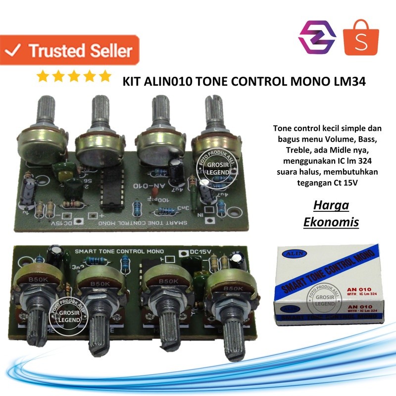 Kit tone control mono IC LM 324 Alin 010