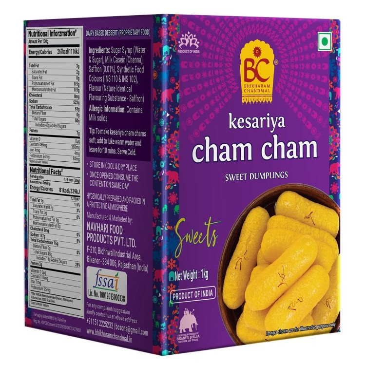 

#####] KESARIYA CHAM CHAM TIN BHIKHARAM CHANDMAL 1KG / Manisan India