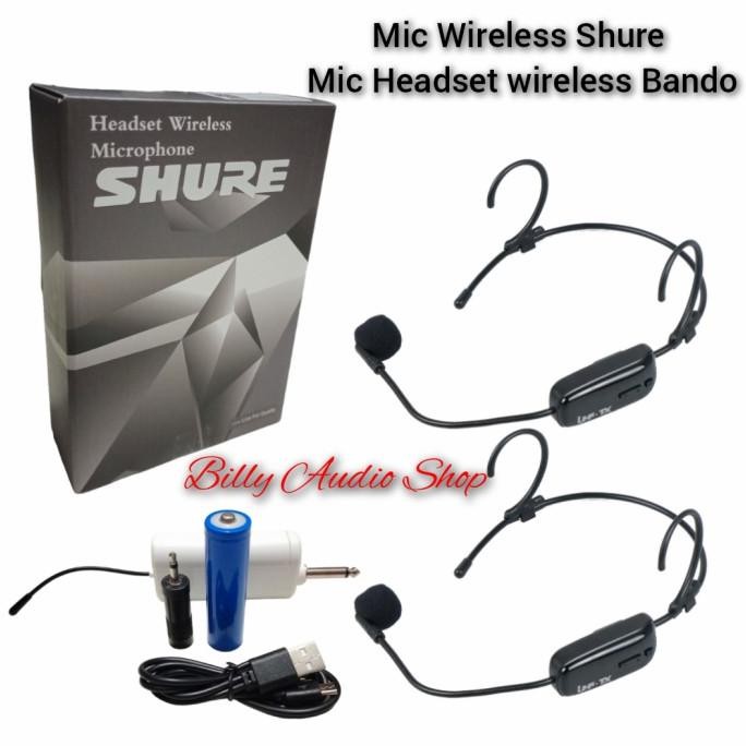 Mic Wireless Shure Headset Bando 2 Mic Charger