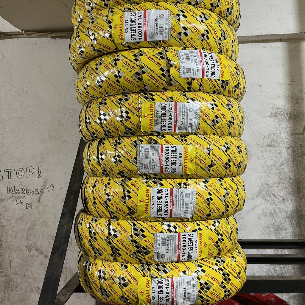 Ban Luar Swallow 100/80-14 Street Enduro SB-117 (Tubless)