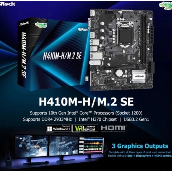 PAKET MOBO ASROCK H410 + PROCESSOR I5 10400F TRAY