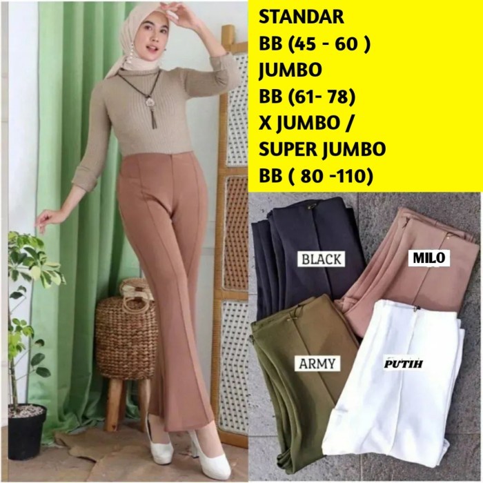 BERMUTU Celana cutbray scuba premium / Celana cutbray scuba wanita jumbo