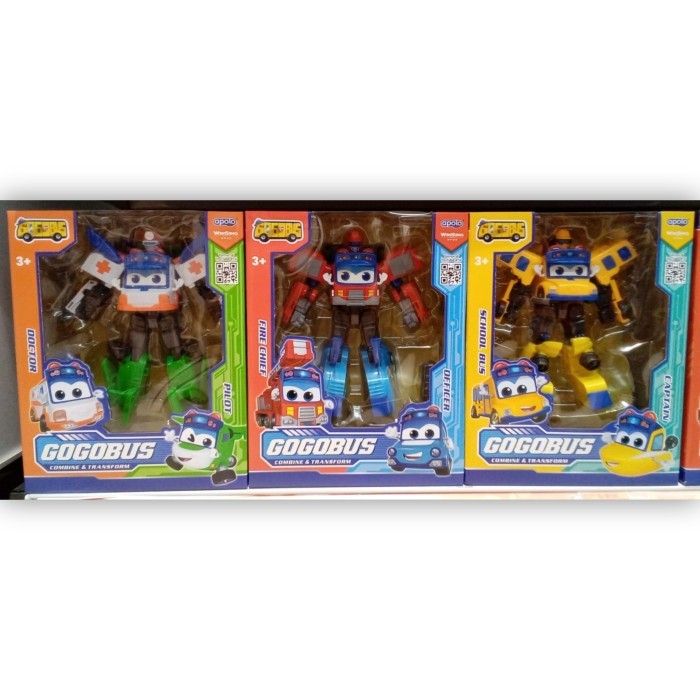 Licy Mainan Gogobus Combine And Transform Robot Doctor, Fire Chief, School Bus Apolo