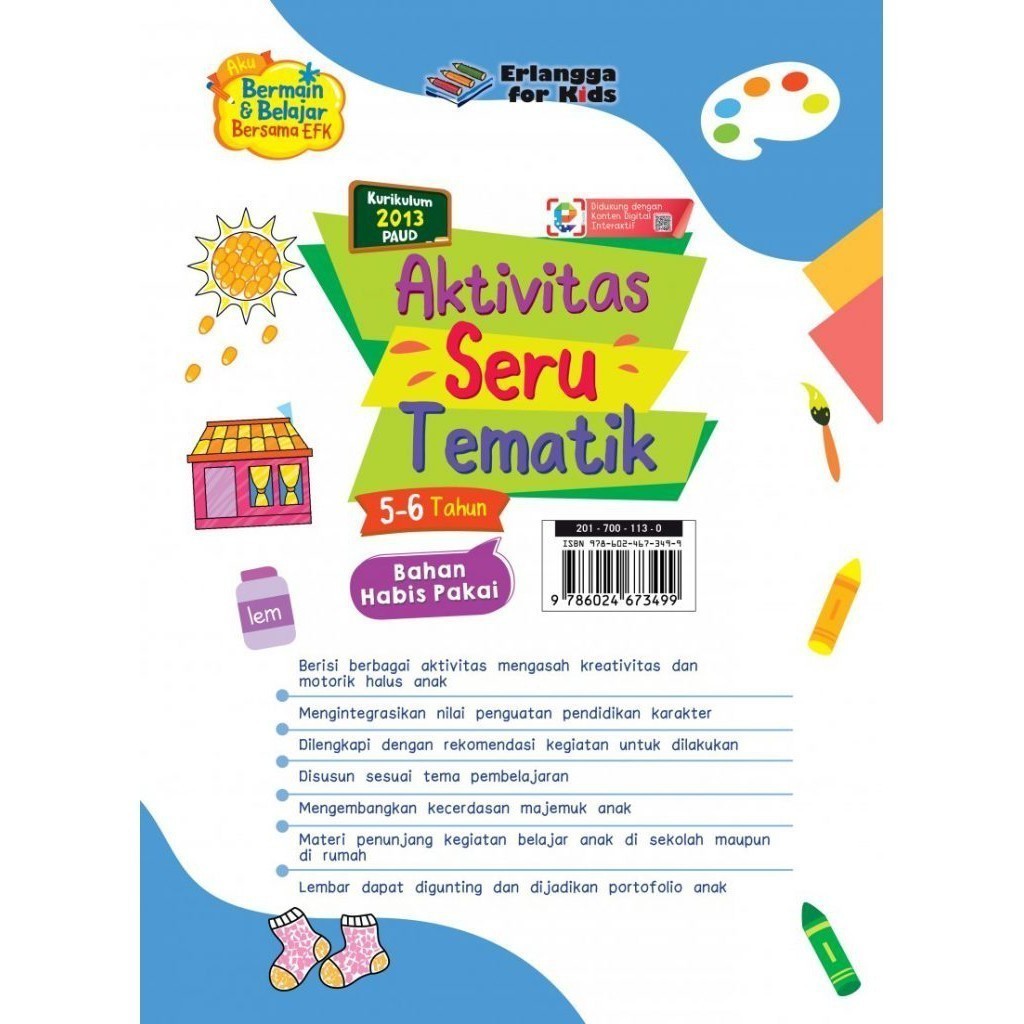 Buku PAUD / TK LEMBAR KREASI : Aktivitas Seru Tematik 5 - 6 Tahun
