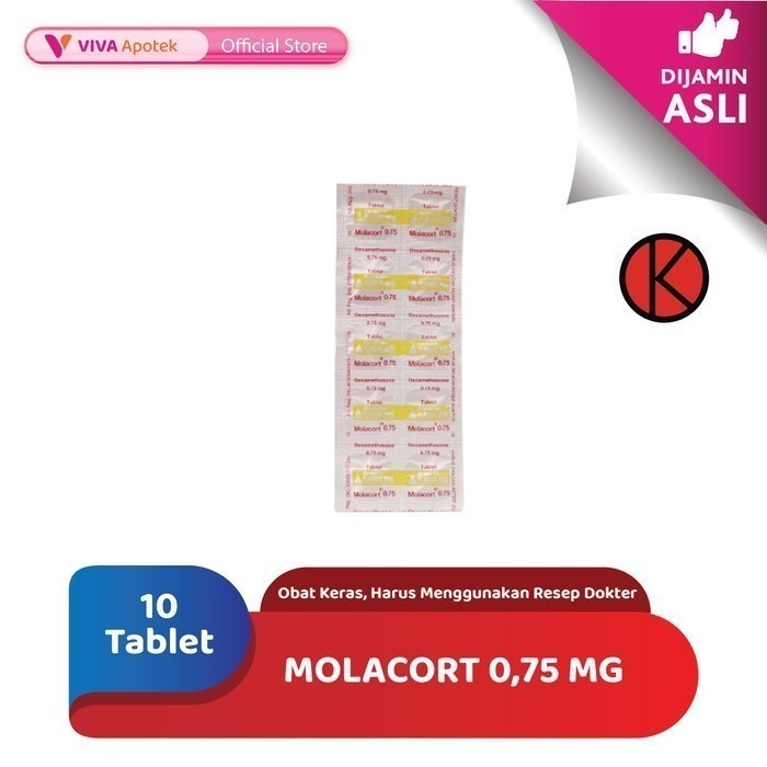 Molacort 0,75 mg / Dexamethasone / Radang / Alergi (10 Tablet)