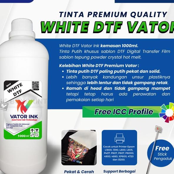 

Dtf White Vator Ink 1000Ml Tinta Putih Transfer Film Sablon Pet Film