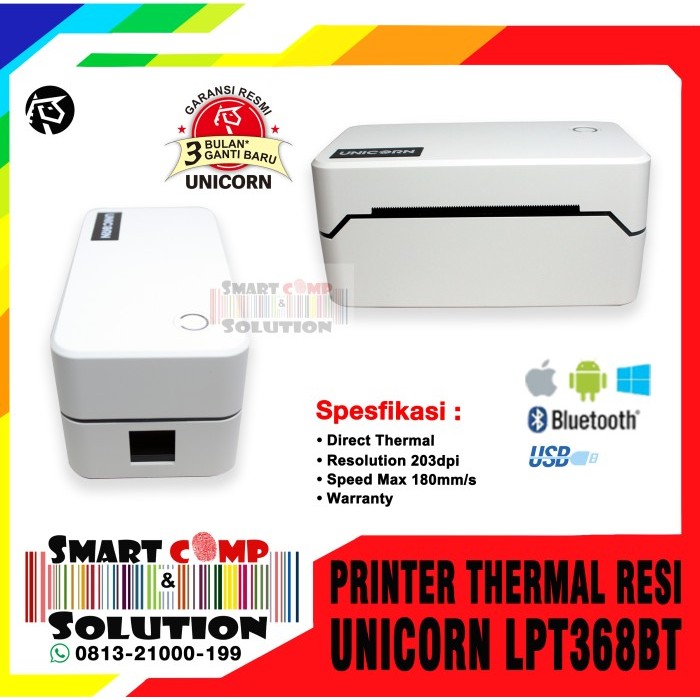PRINTER LABEL THERMAL UNICORN LP-T368 / LPT368BT USB BLUETOOTH 80MM TERHEBAT