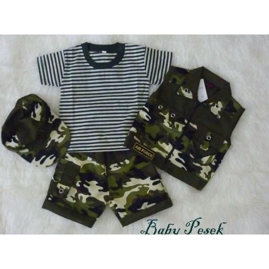 Army Setelan Baju Profesi Tentara Loreng Abri Anak Bayi Laki-Laki