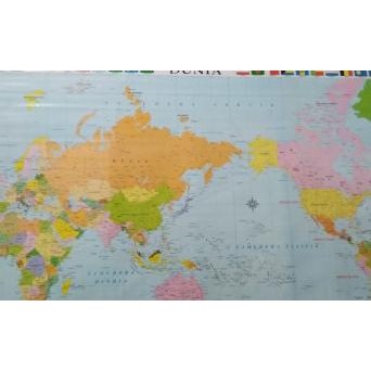 

Peta Dunia Bingkai Kayu 2 Meter