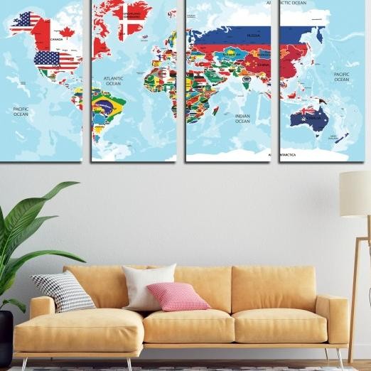 

Hiasan Dinding 120X60Cm Peta Dunia Isi 4Pcs Jumbo