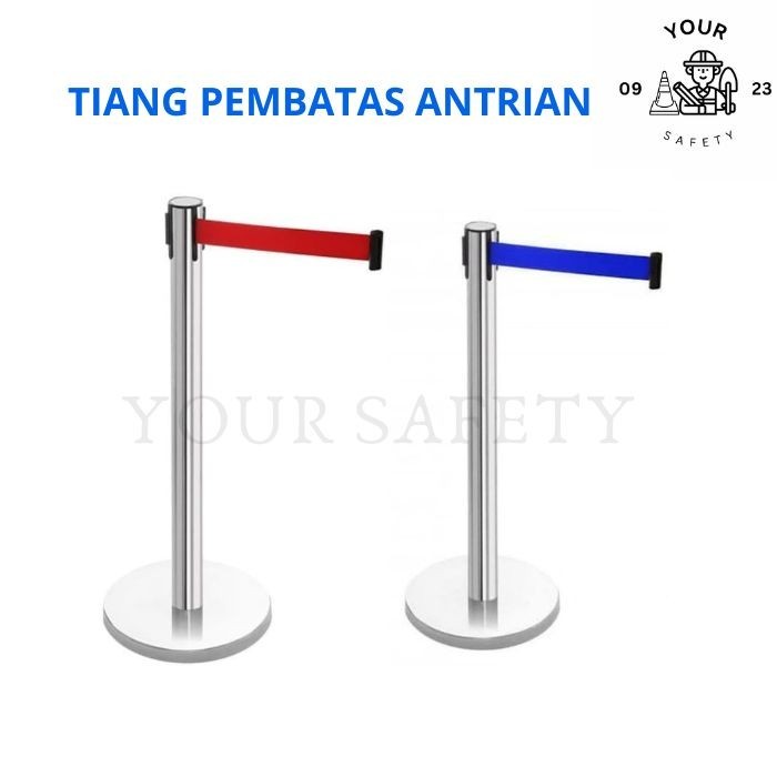 

Tiang Antrian Pembatas Stainless Adjustable Pita