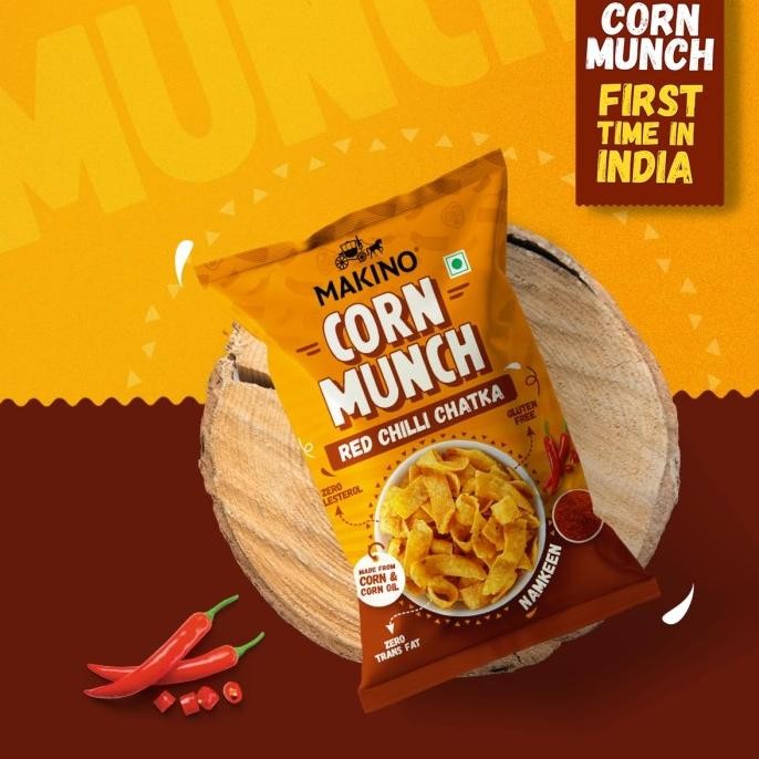 

Open DS] CORN MUNCH RED CHILLI CHATKA MAKINO 150G / Namkeen