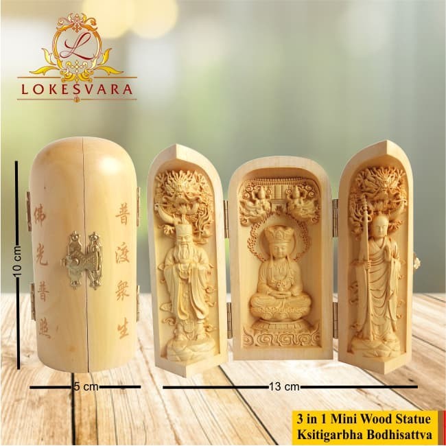 ><><><] Patung/Rupang Kayu 3 in 1 Mini Wood Statue Ksitigarbha Bodhisatva