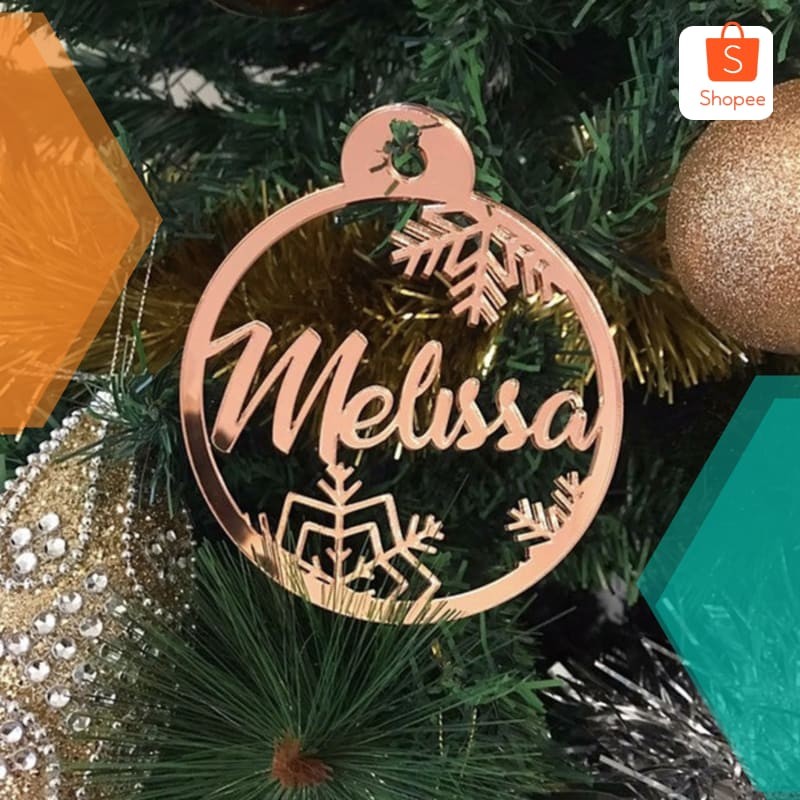 

Terlaris Custom Acrylic Mirror Hampers Tag | Label Hampers Tag 7cm - Rosegold Mirror Keren