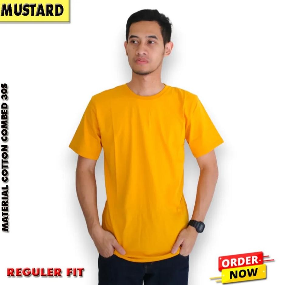 Promo T Shirt Kaos Polos Basic 30S - Mustard | Kaos Polos Kuning Mustard
