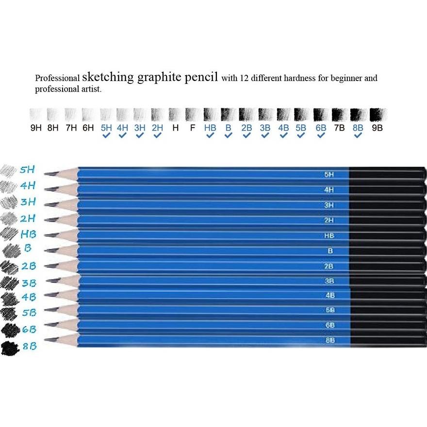 

AZQ-16 33/35PCS/Set Sketch Pencil Pisau Penghapus dan Pensil Gambar untuk Keperluan Sekolah Pencil Drawing Set Viral