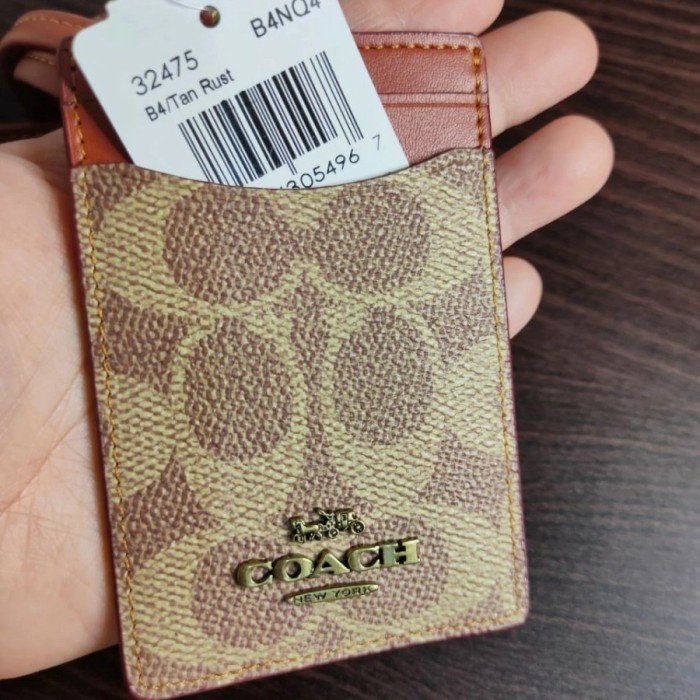 

Terbaru!!! Coachh signature ID Card Holder Lanyard original Logo logam - tanrust