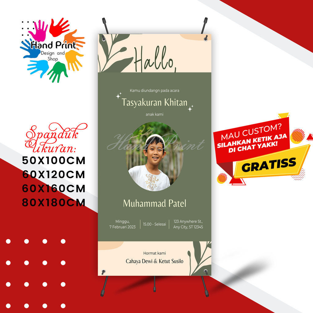 Cetak Spanduk Banner Khitanan Syukuran Sunatan MMT Spanduk Custom 60x160