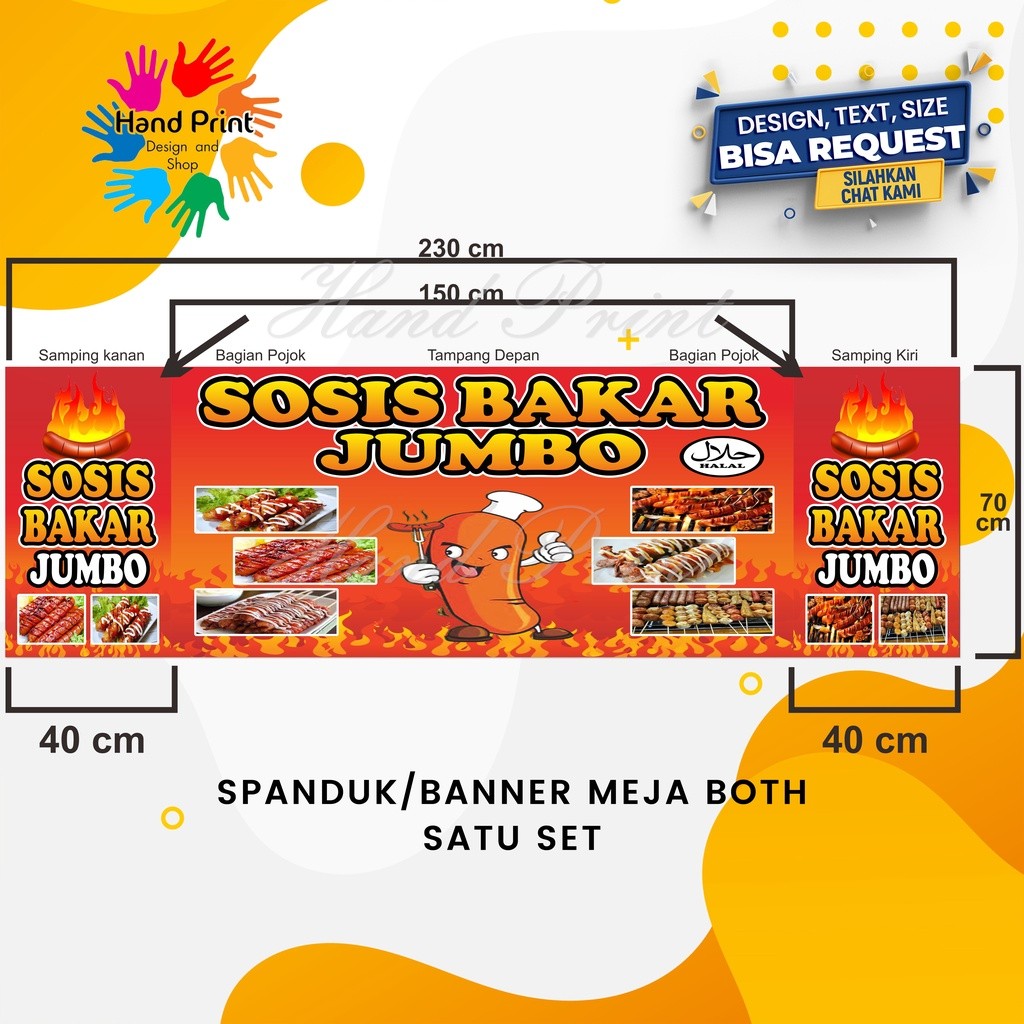 Spanduk Banner MMT Banner Sosis Bakar Dan Bakso Bakar Sate Seafood Untuk Meja Both Satu Set