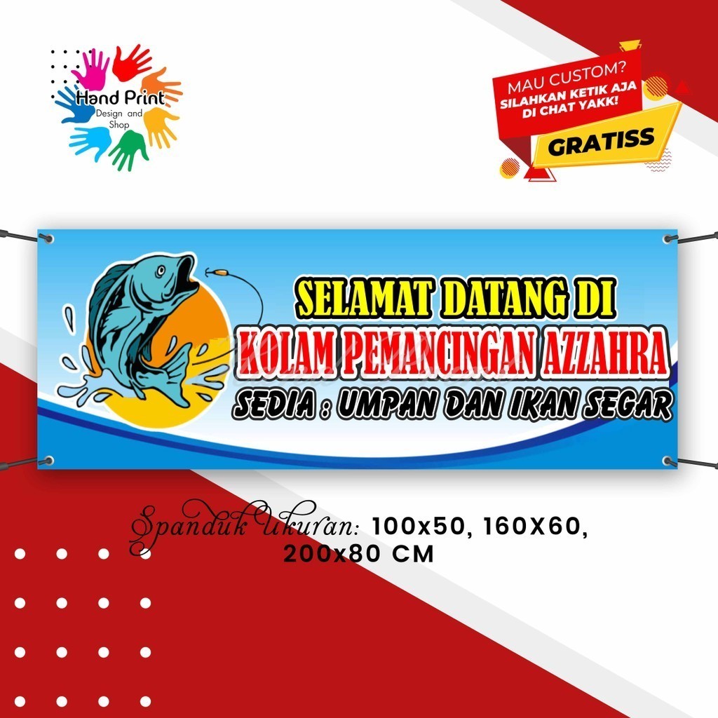 Cetak Spanduk Banner Kolam Pemancingan Dan Jualan Umpan Dan Ikan  MMT Spanduk Custom 200x80
