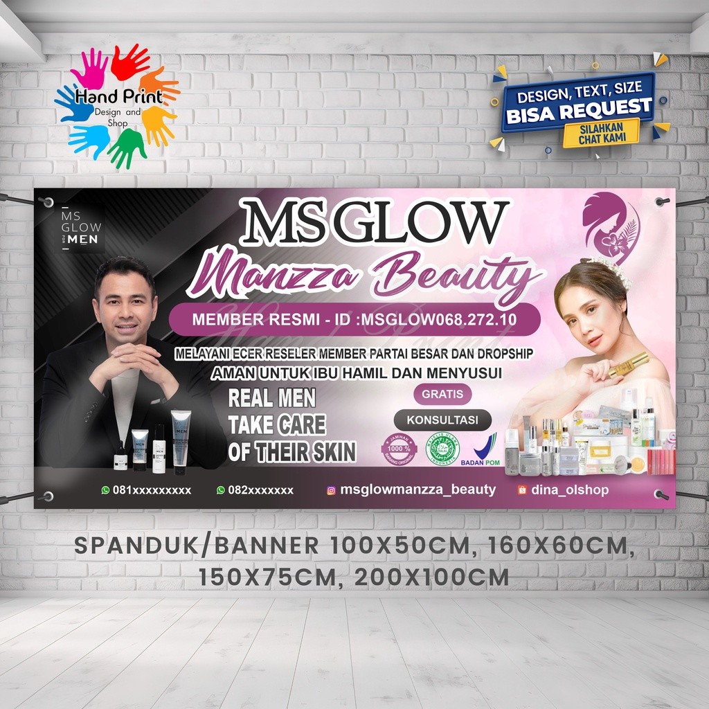 Spanduk Banner MMT Ms Glow Salon Skincare Fashion Toko Pakaian Sepatu Jam Tangan