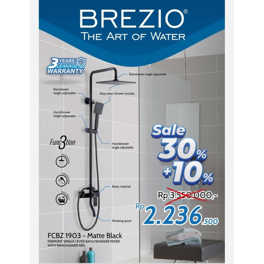 Ready BREZIO FCBZ 1903 KERAN SHOWER BLACK MIXER TIANG SHOWER HITAM