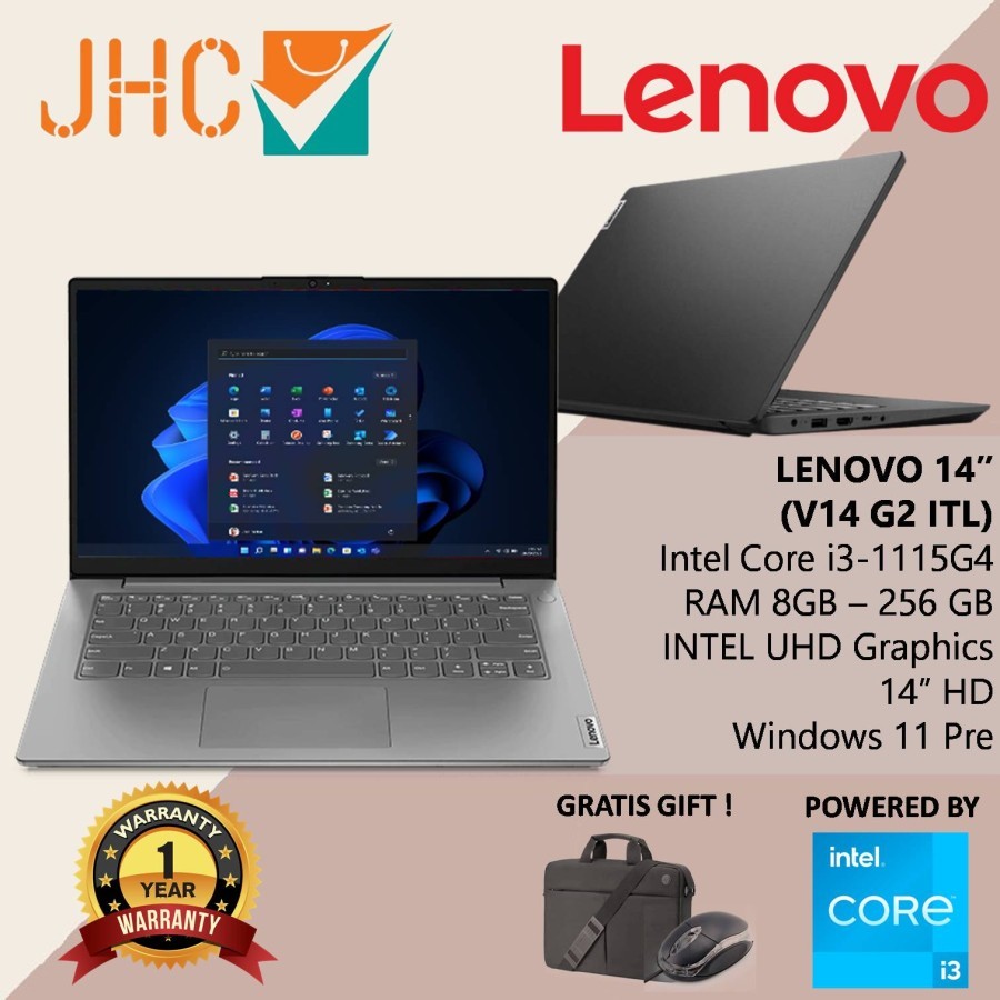 Laptop LENOVO V14 G2 i3-1115G4 8GB 256GB SSD Win 11 Pre 14"HD
