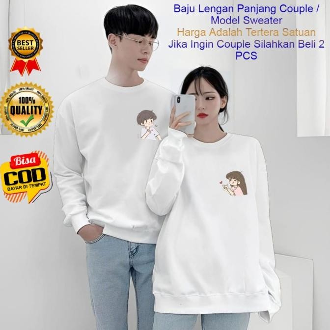 Kaos Couple Lengan Panjang Girl Boy / Baju Lengan Panjang Pasangan / Kaos Atasan Pria Wanita Kapel /